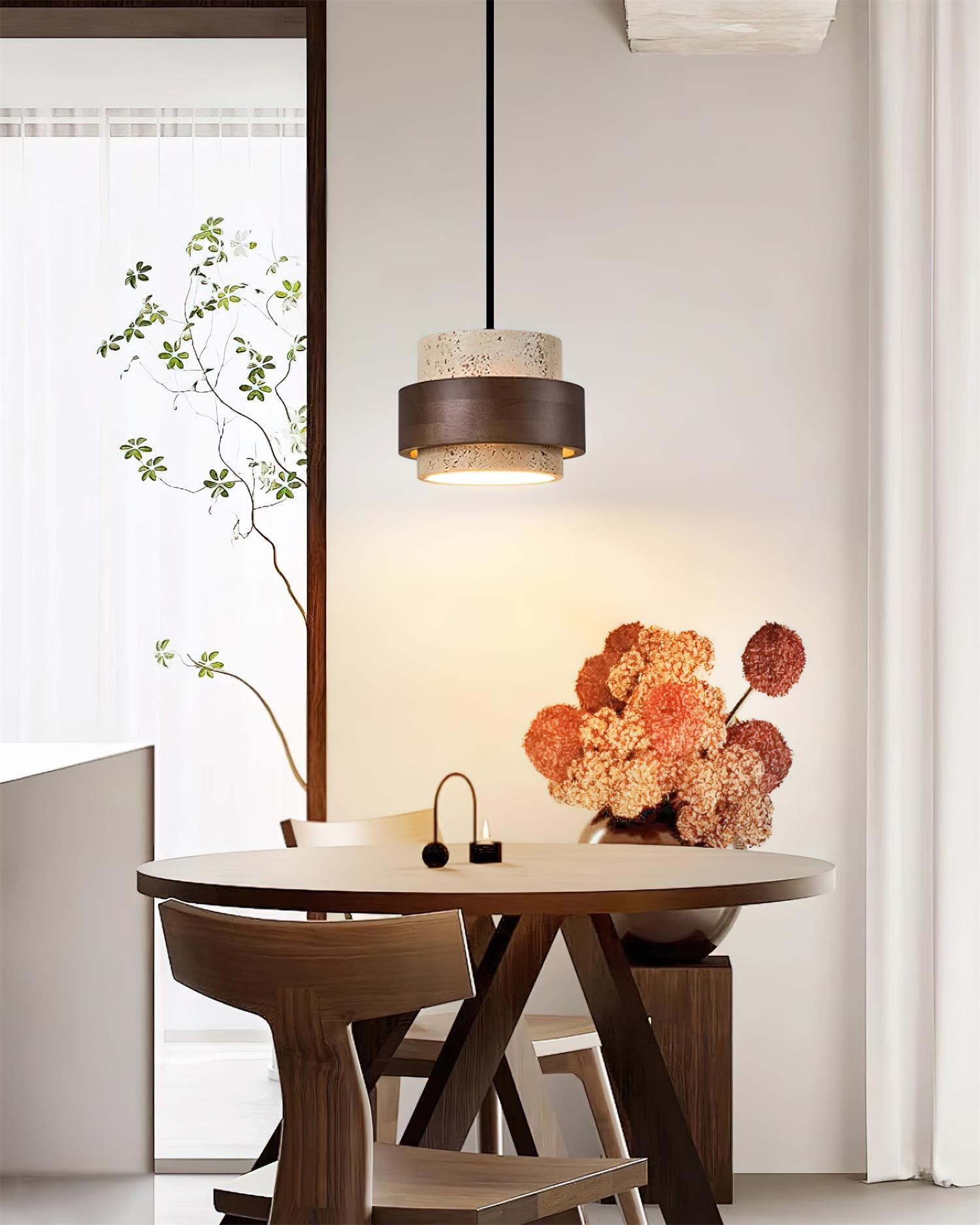 Cylinder Travertine Pendant Lamp K324