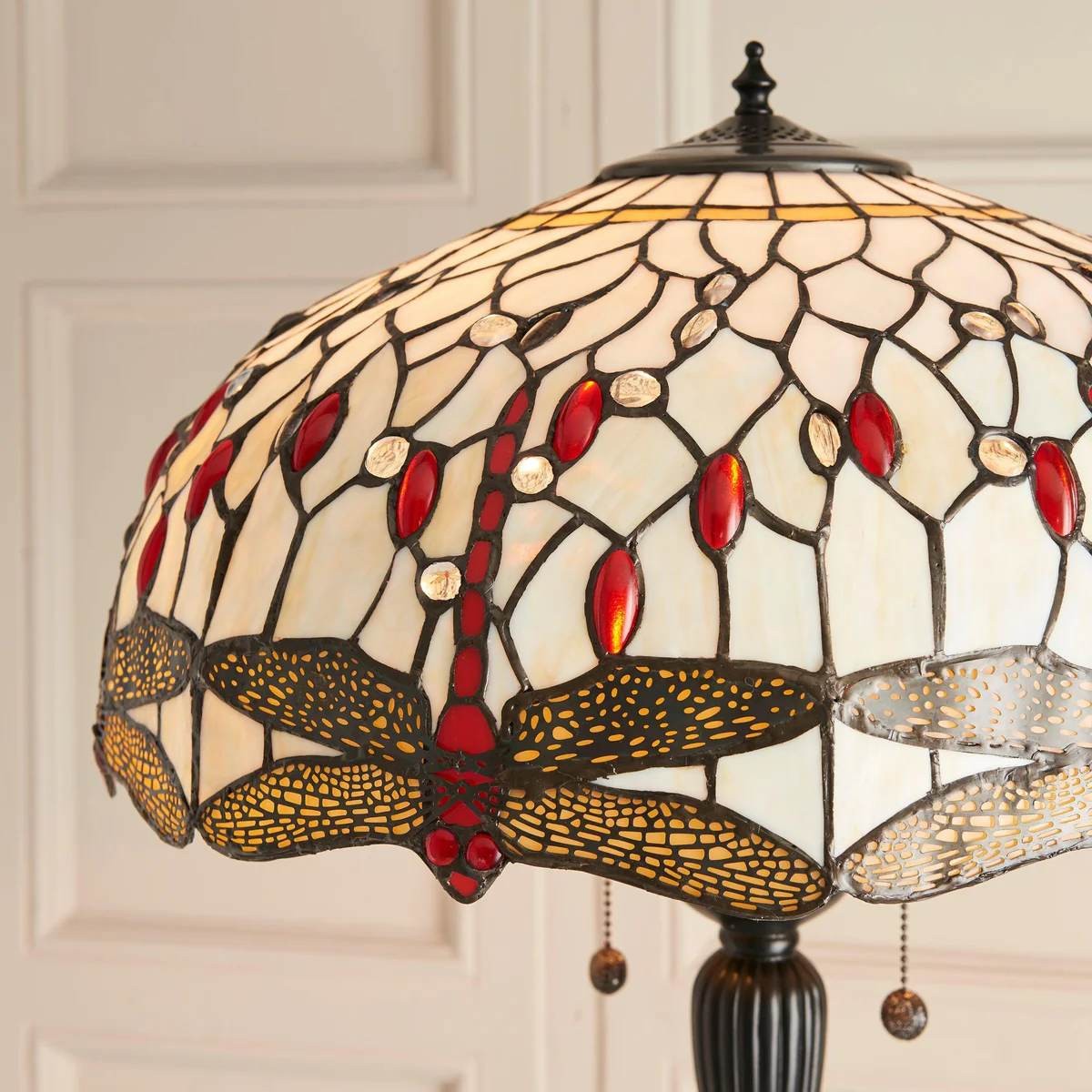 TF Dragonfly Motif Floor Lamp - Vintage Stained-Glass for Living Rooms K1903