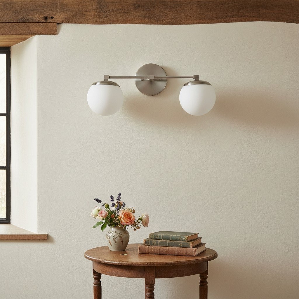 Glorica Glass Vanity Light - Art Deco Brass Wall Globe Fixture Modern K1521