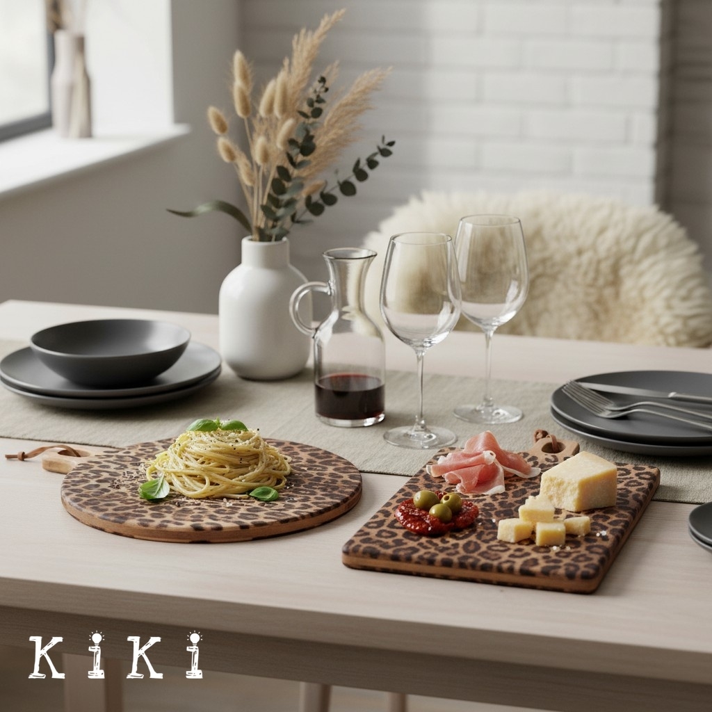 Lepwood Leopard Print Wooden Serving Board for Kitchen Styling and Entertaining K2346