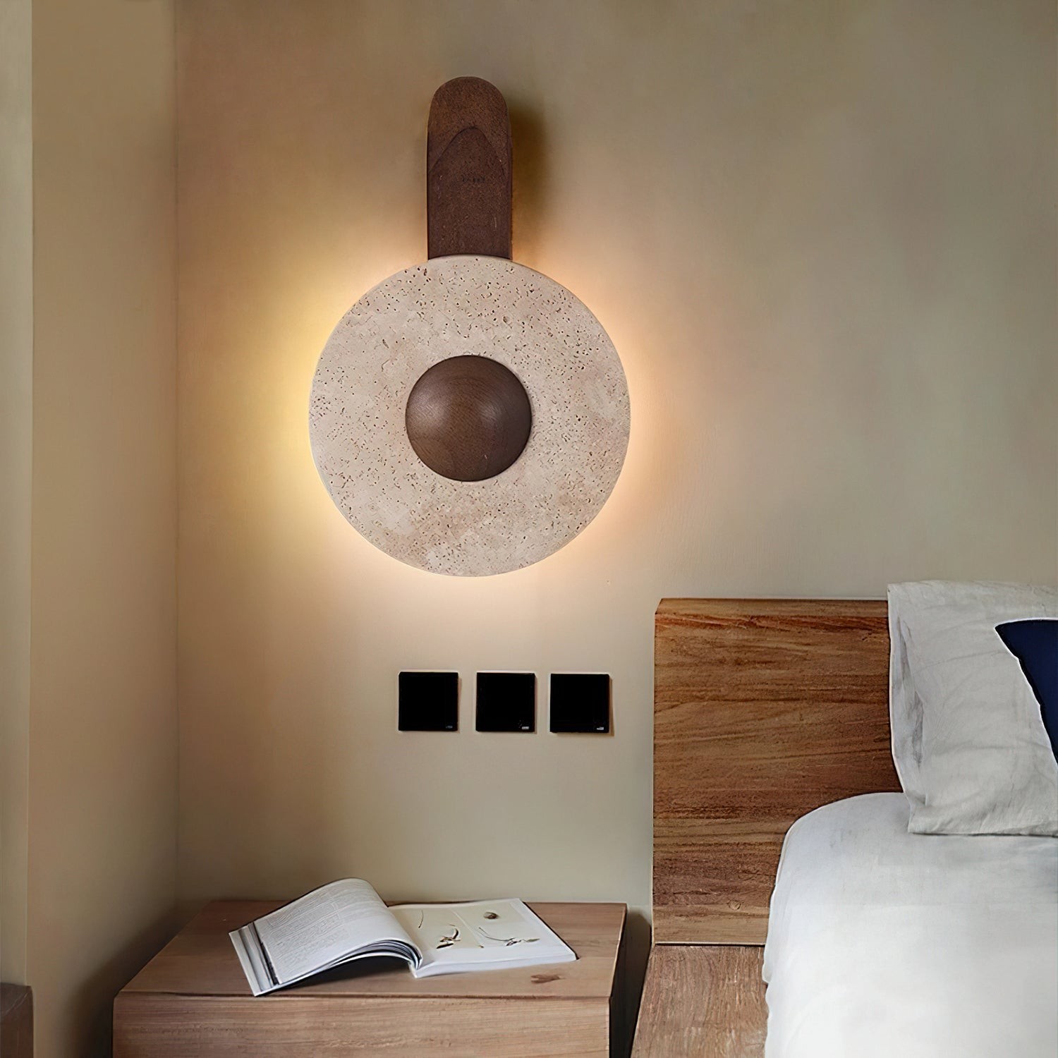 Yellow Travertine Wood Wall Lamp K849