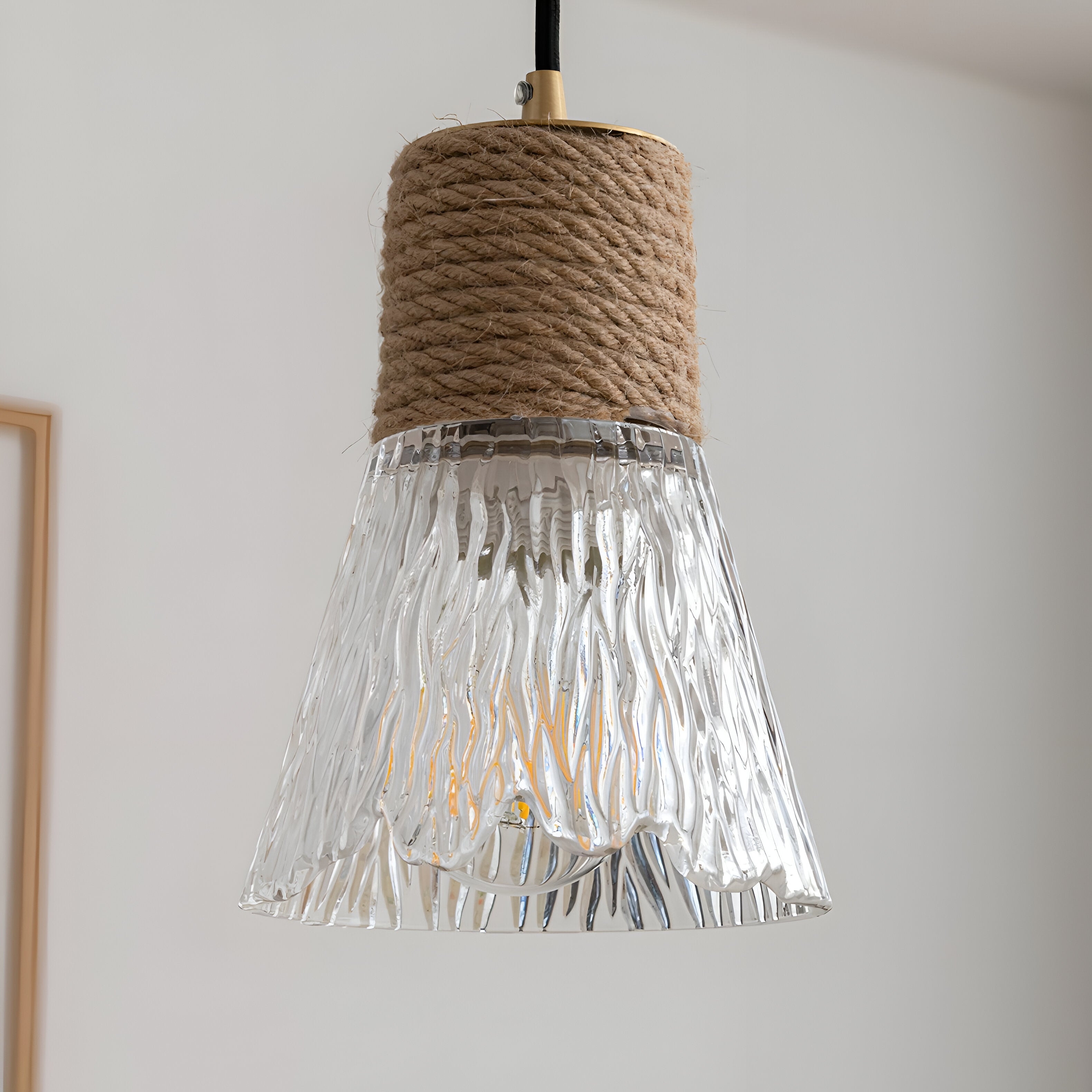 Nordic Hemp Rope Glass Pendant Light D938