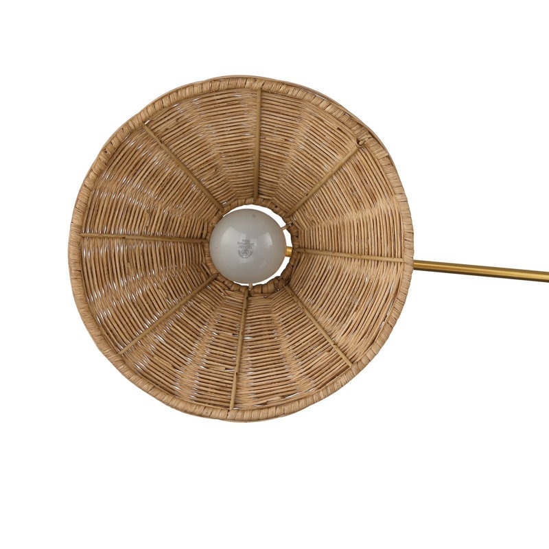 Welanery Swing Arm Rattan Wall Sconce - Farmhouse Style Lamp for Bedside Reading K2384
