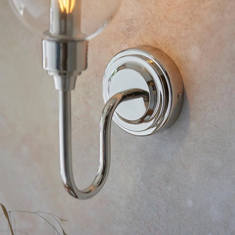 Clarione Art Deco Wall Light with Clear Glass Shade - Modern Metal Design for Hallways K1885
