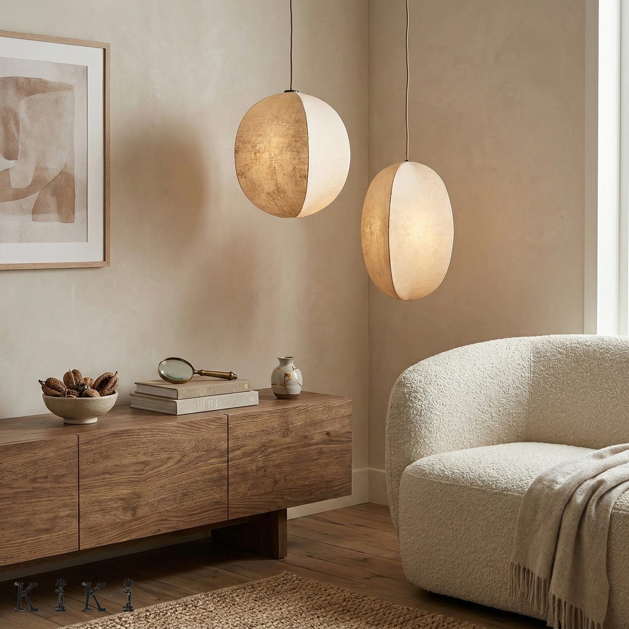 Diora Modern Silk Finish Pendant Lamp - Wabi Sabi Style Lighting for Interiors K1760