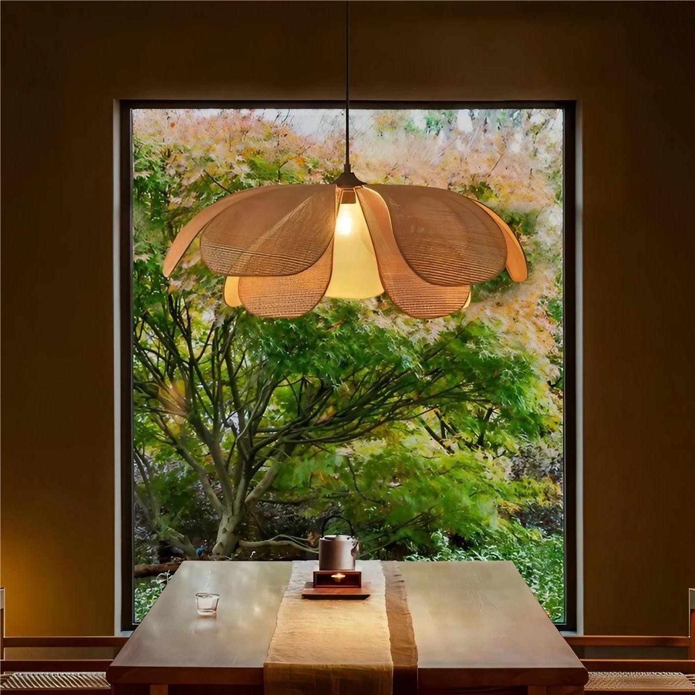 Rustic Petal Design Rattan Chandelier K75