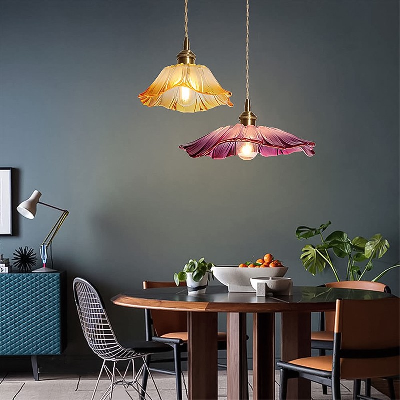 Lotus Retro Glass Pendant Light For Kitchen