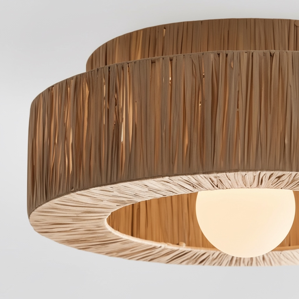 Welanery Minimal Rustic Natural Woven Ceiling Light - Sustainable Lamp for Kitchen or Hallway K2398