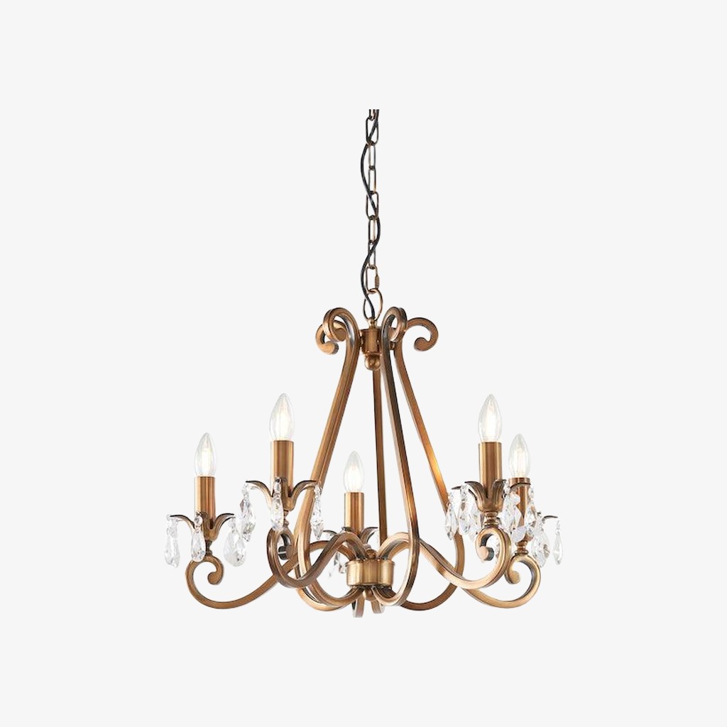 Talonis Crystal Chandelier - Traditional Candle-Style Brass and Nickel for Living Room and Dining Room K1930