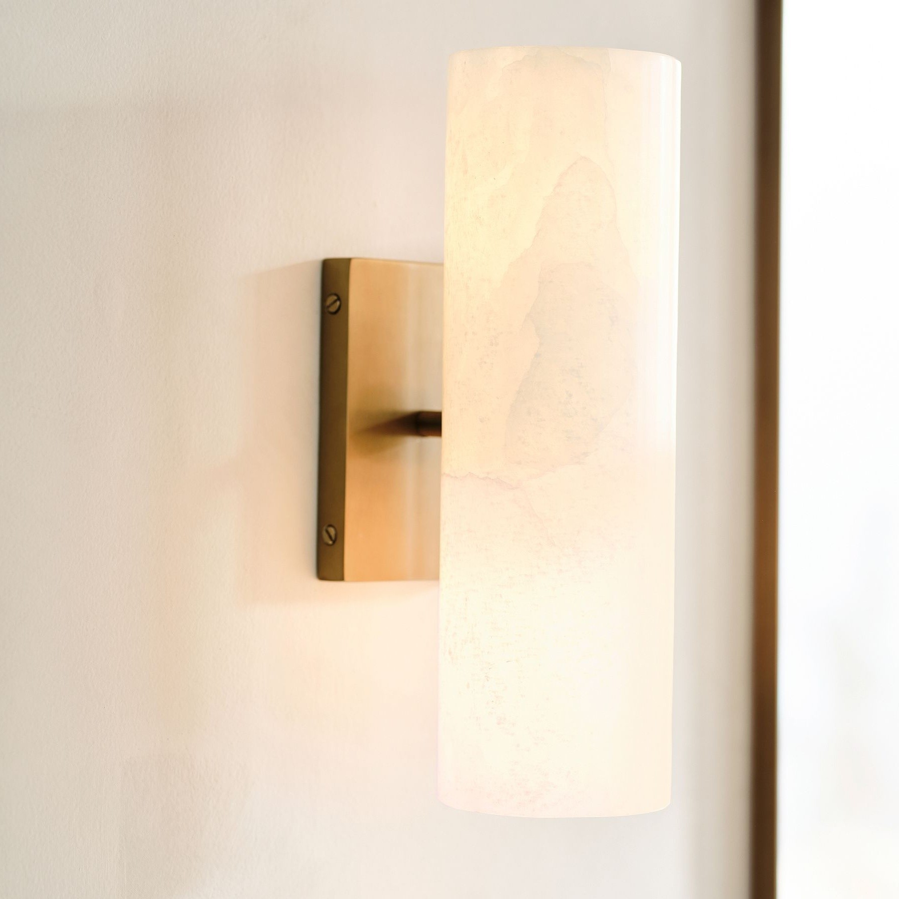 Wolvina Natural Marble Tube Sconce with Sleek Metal Details K1242