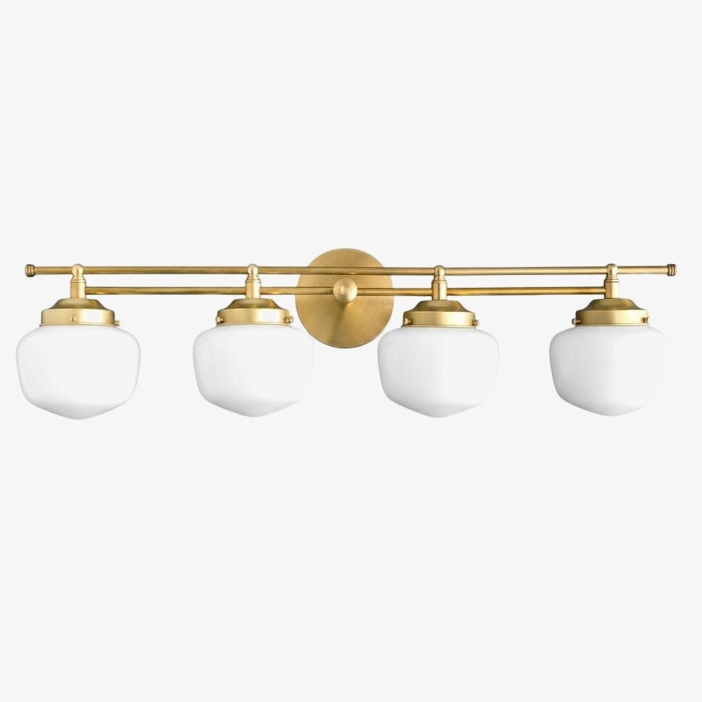 Opalume Glass Art Deco Vanity Light - Bathroom Wall Sconce with White Glass Shades K1431