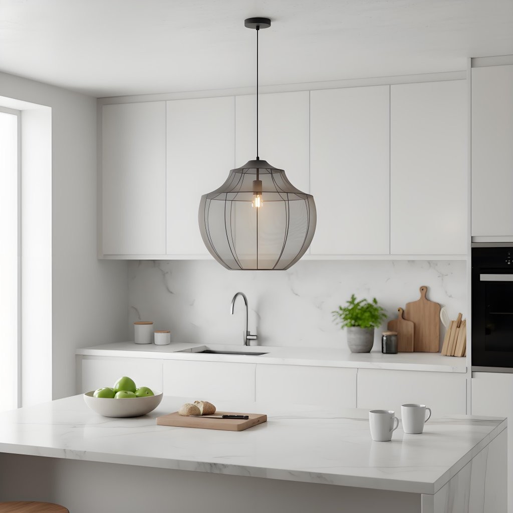 Lumifil Modern Mesh Pendant Light - Hanging Fabric Lghts are Suitable for Dining Rooms or Kitchen Islands K1752