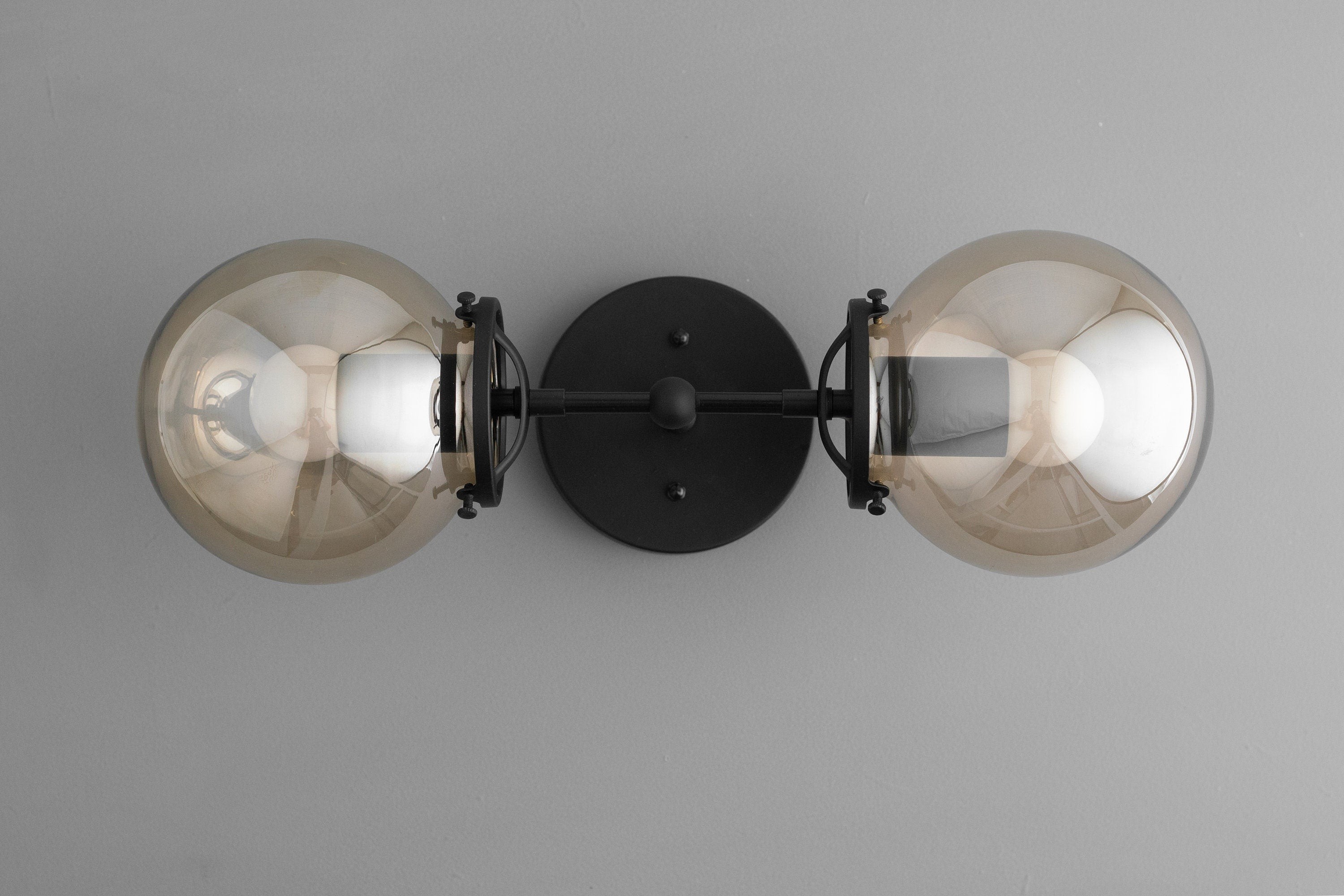 Lumio Globe Double Globe Vanity Wall Light - Rustic Farmhouse Bathroom Wall Fixture K1489