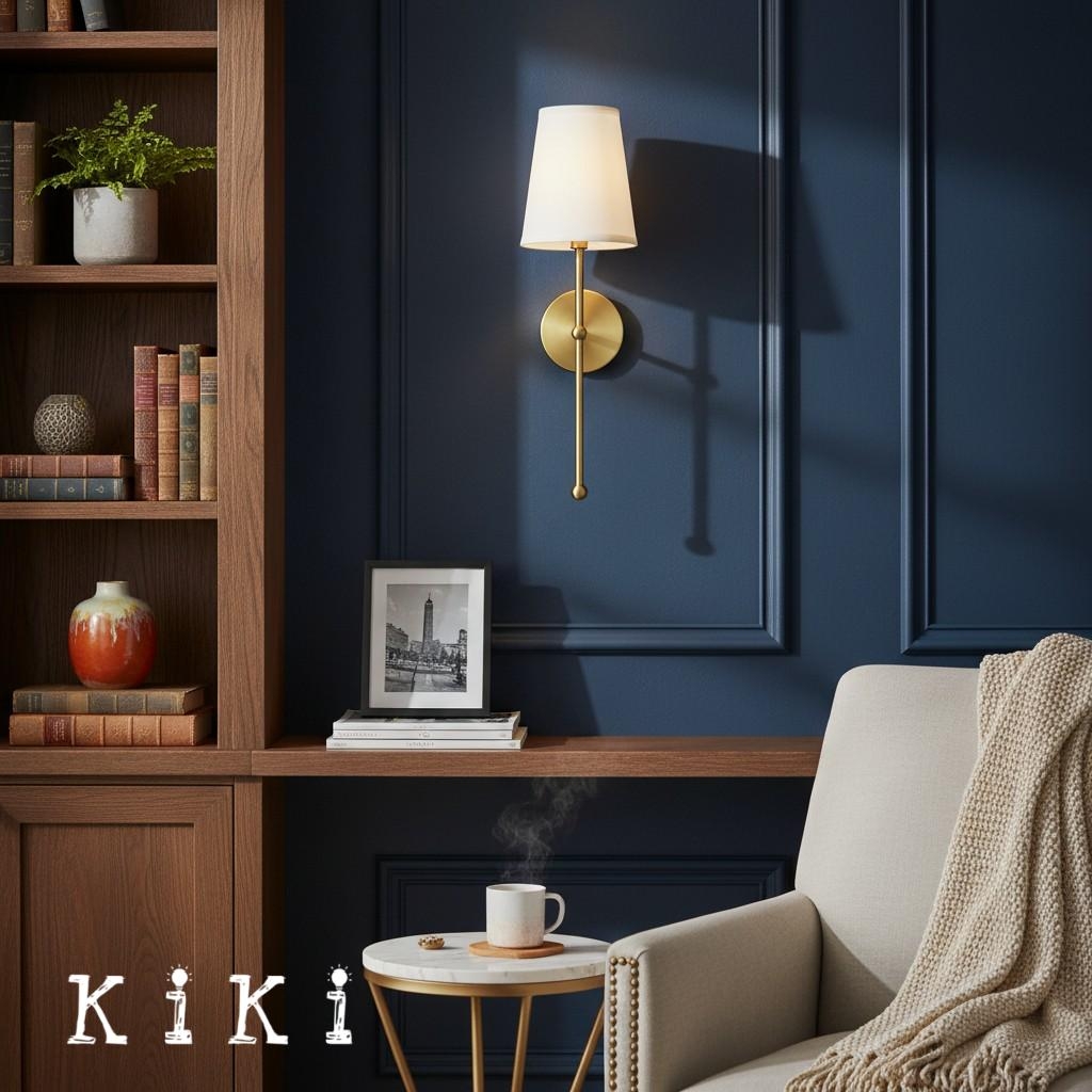 Meshara Elegance Modern Brass Fabric Wall Lamp - Indoor Lighting for Bedroom K834