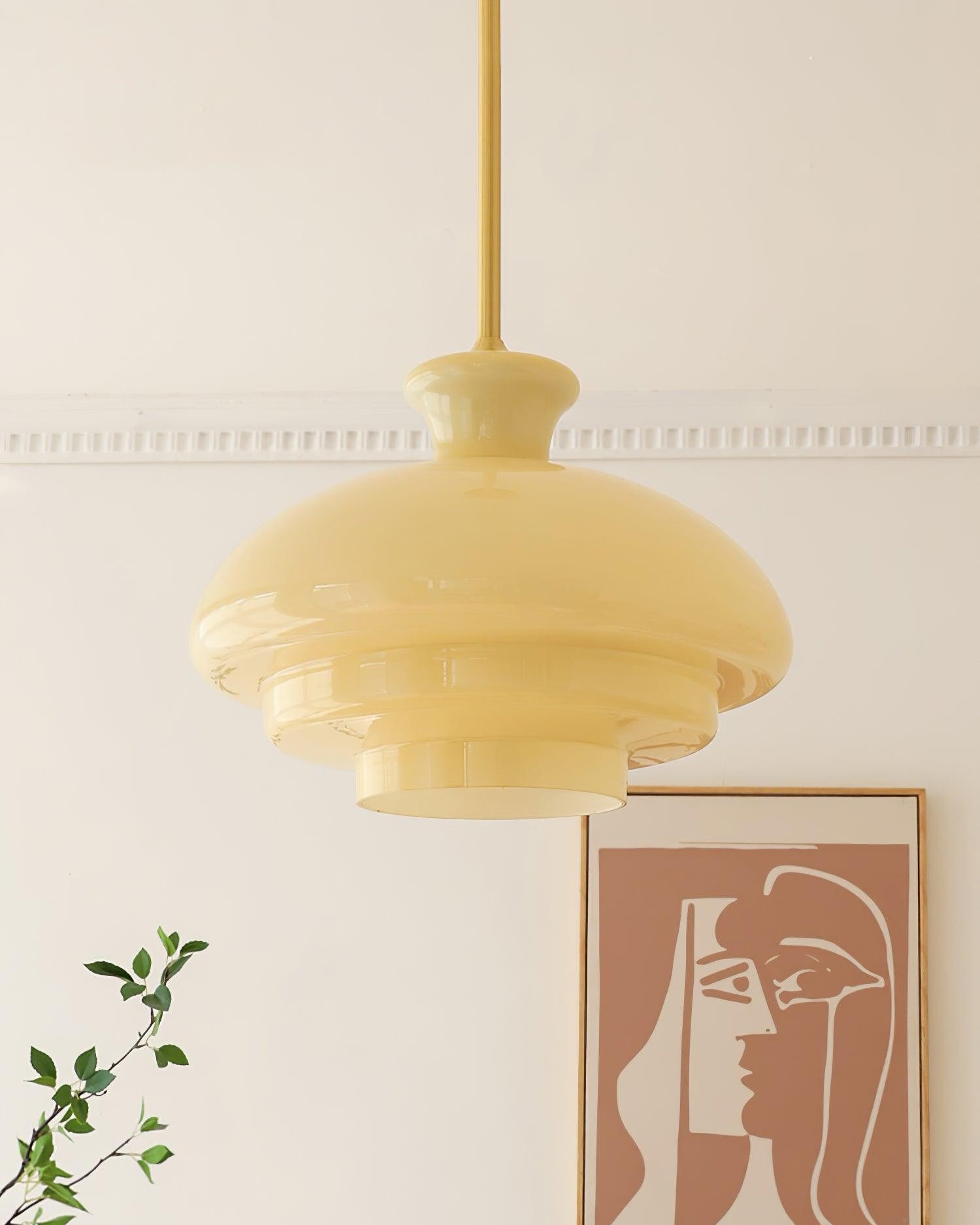 Round Yellow Stylish Simple Glass Pendant Lamp K573