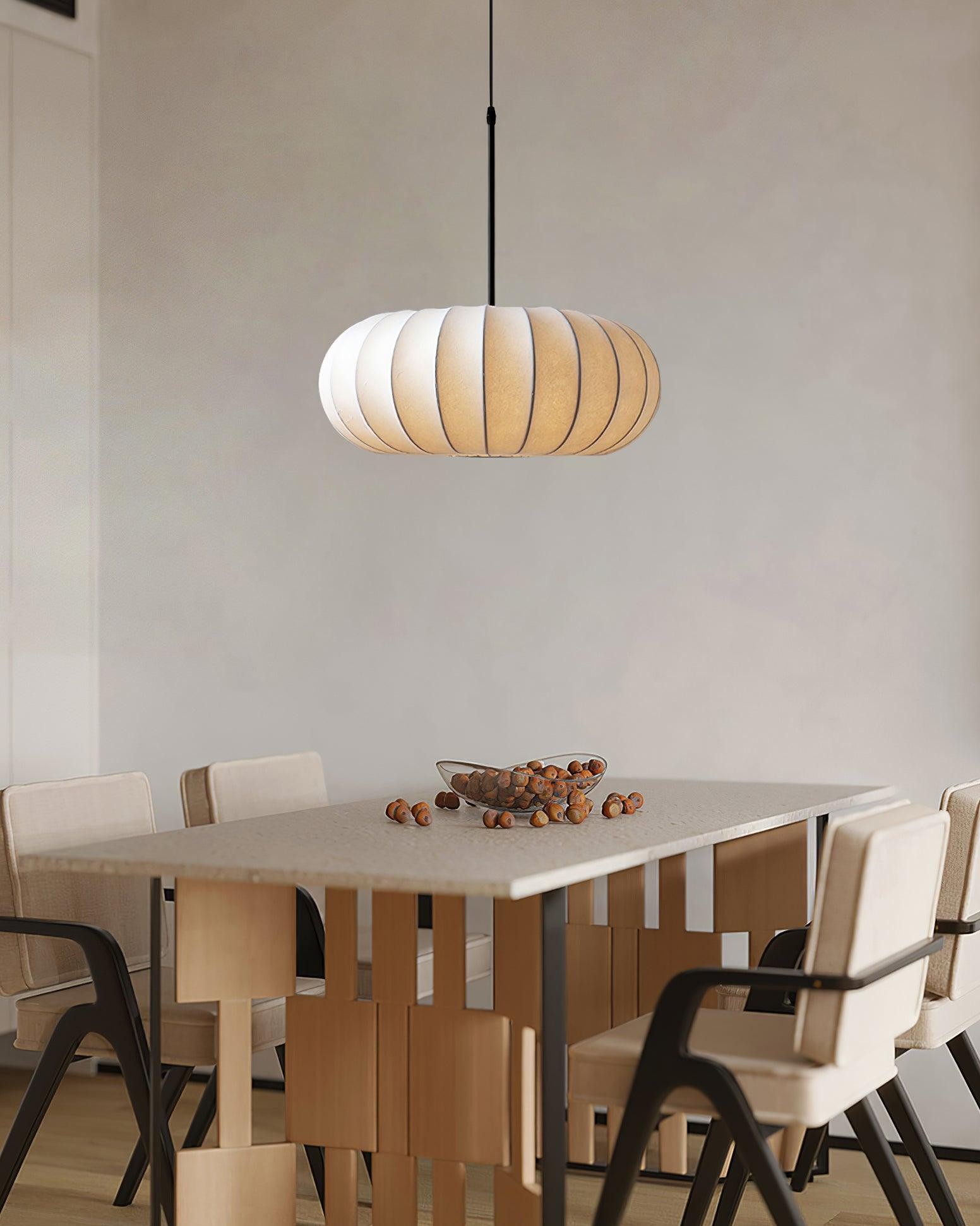 Simple Wabi-sabi White Lantern Fabric Pendant Lamp K744
