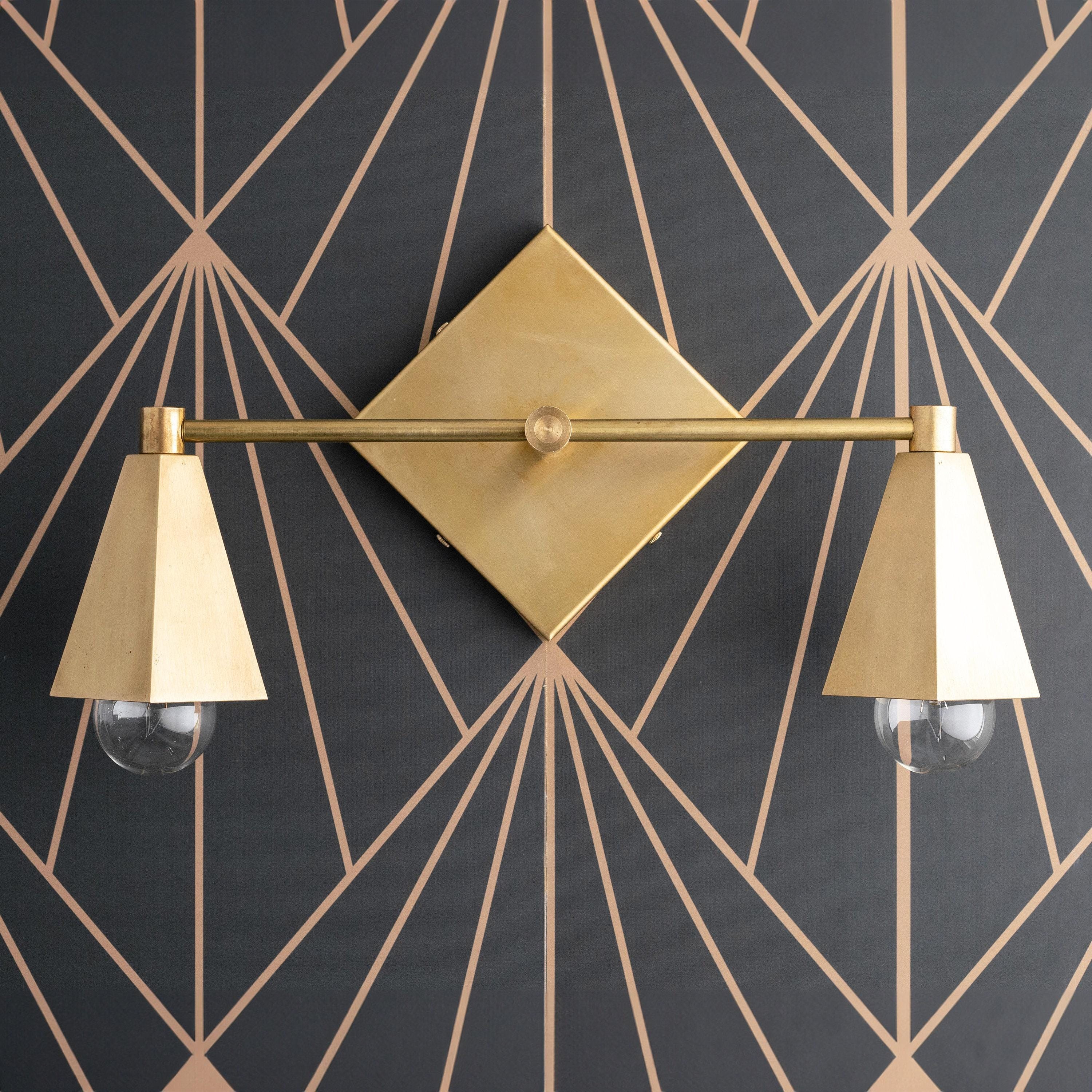 Ornato Luxe Geometric Vanity Light - Solid Brass Art Deco Bathroom Lighting K1491