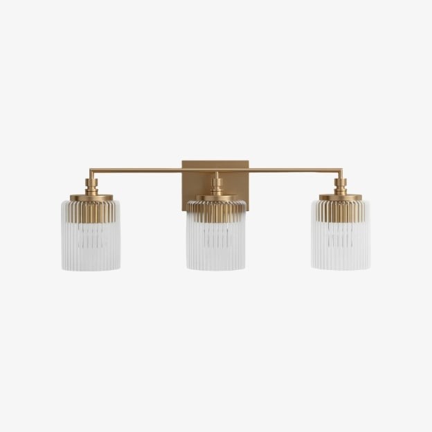 Lirra 3-Light Vanity Wall Light - Ribbed Glass Wall Sconce for Bathroom or Bedroom K1718