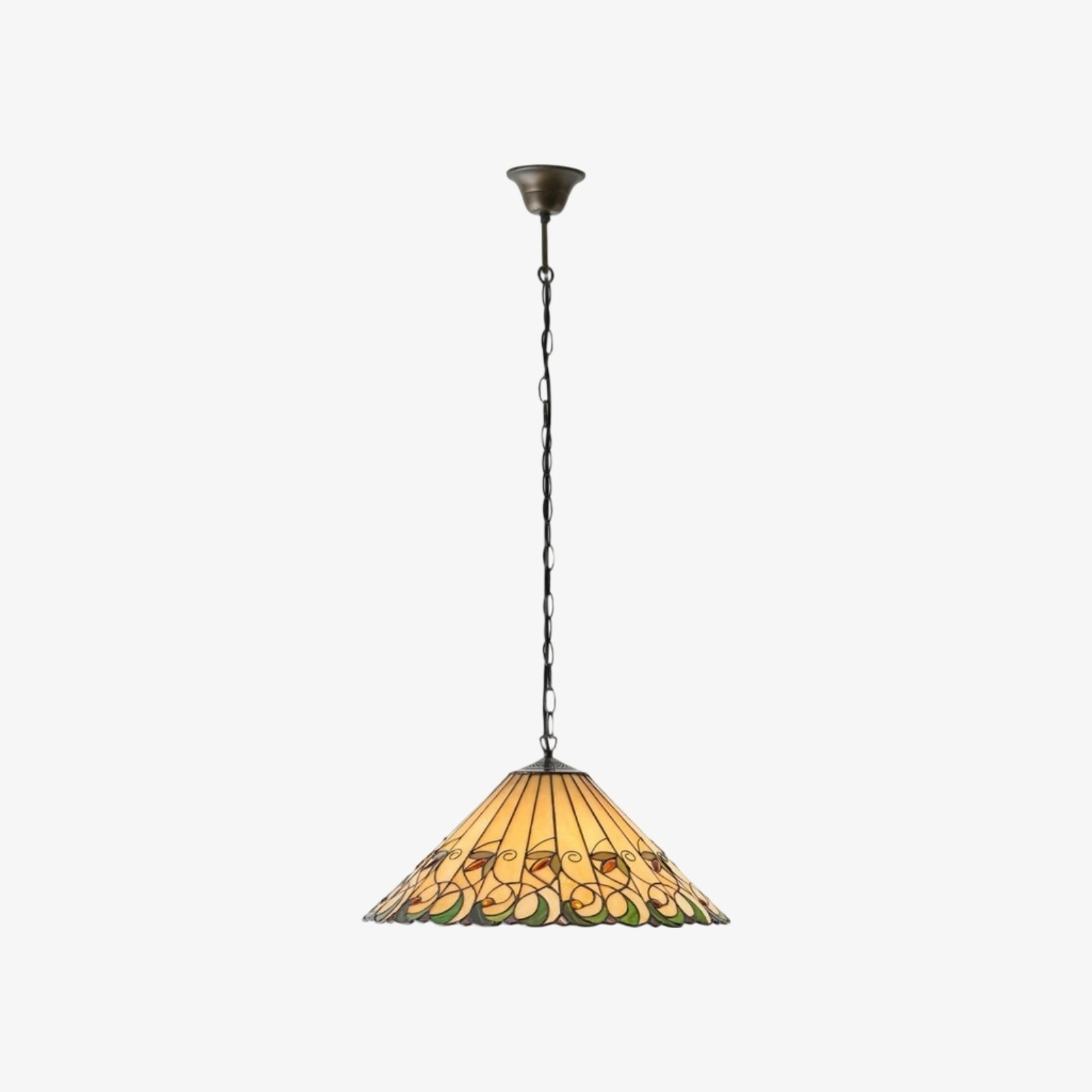TF Jamelia Vintage Floral Stained Glass Dome Ceiling Light for Dining Rooms K2026