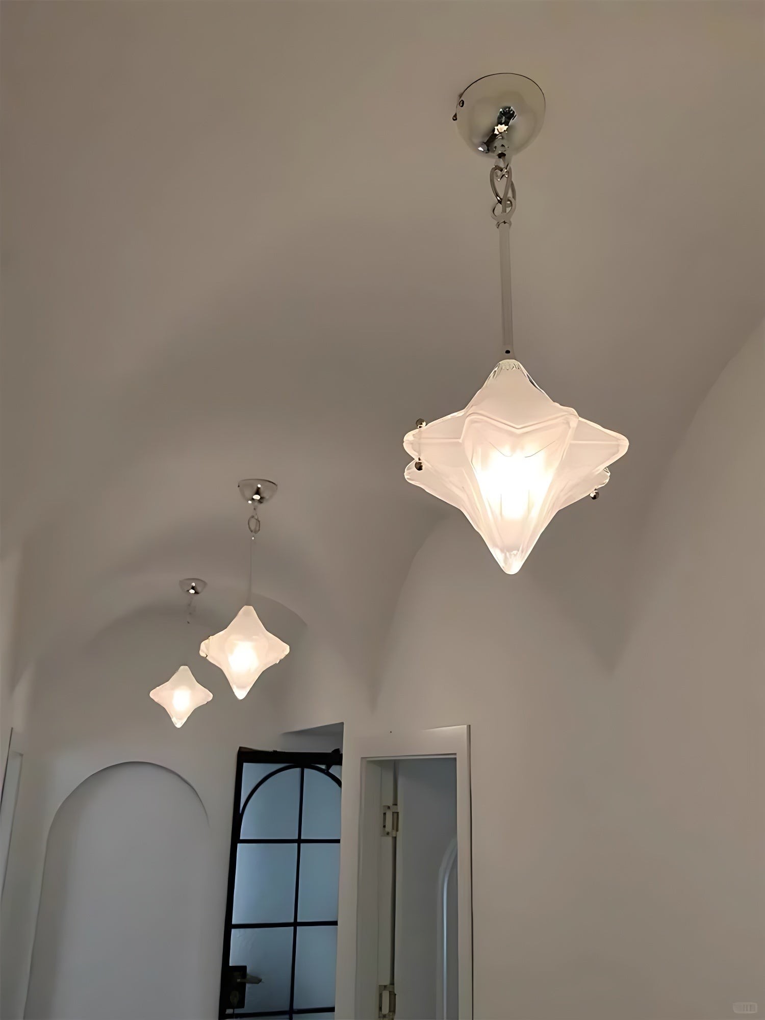 Art Deco Astris Elara Star Pendant Light - Frosted Glass Pendant with Geometric Style K1583