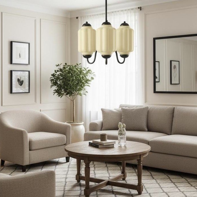 3 Lights Eloise Glass Chandelier for Living Room K947