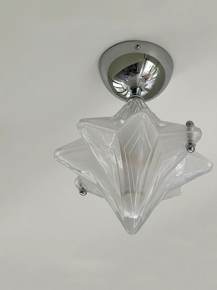 Art Deco Star Ceiling Lamp - Frosted Glass Fixture for Hallway & Entryway - Astris Ceres K1582