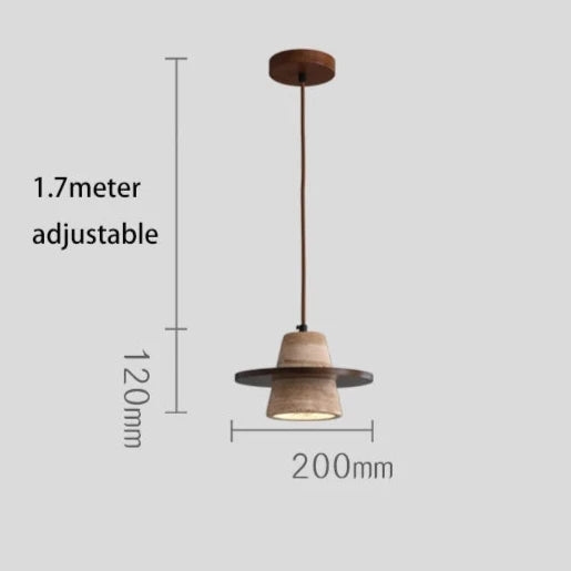 Travertine Medieval Wood Stone Pendant Light D923