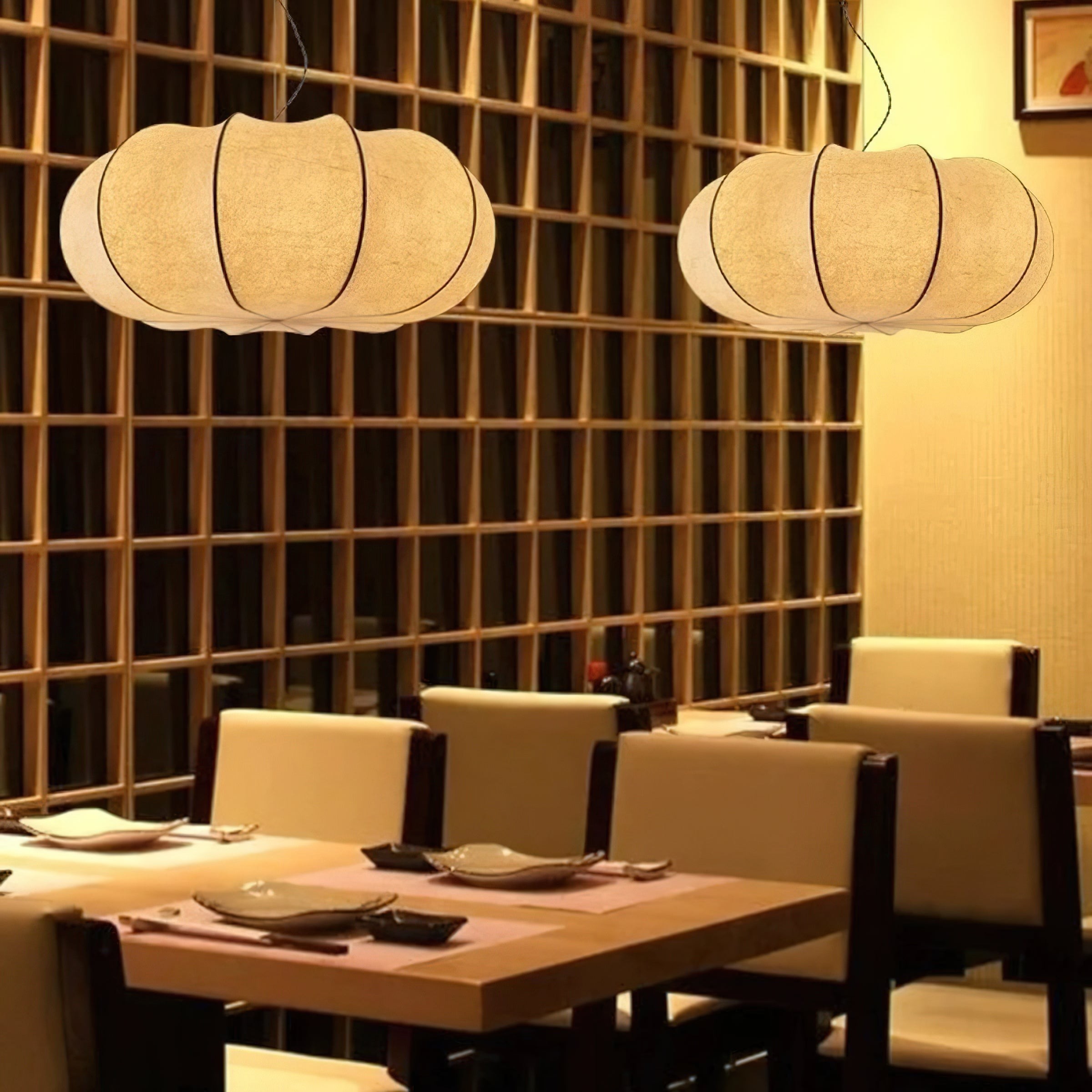 Modern Creative Flat Round Silk Pendant Lamp K551
