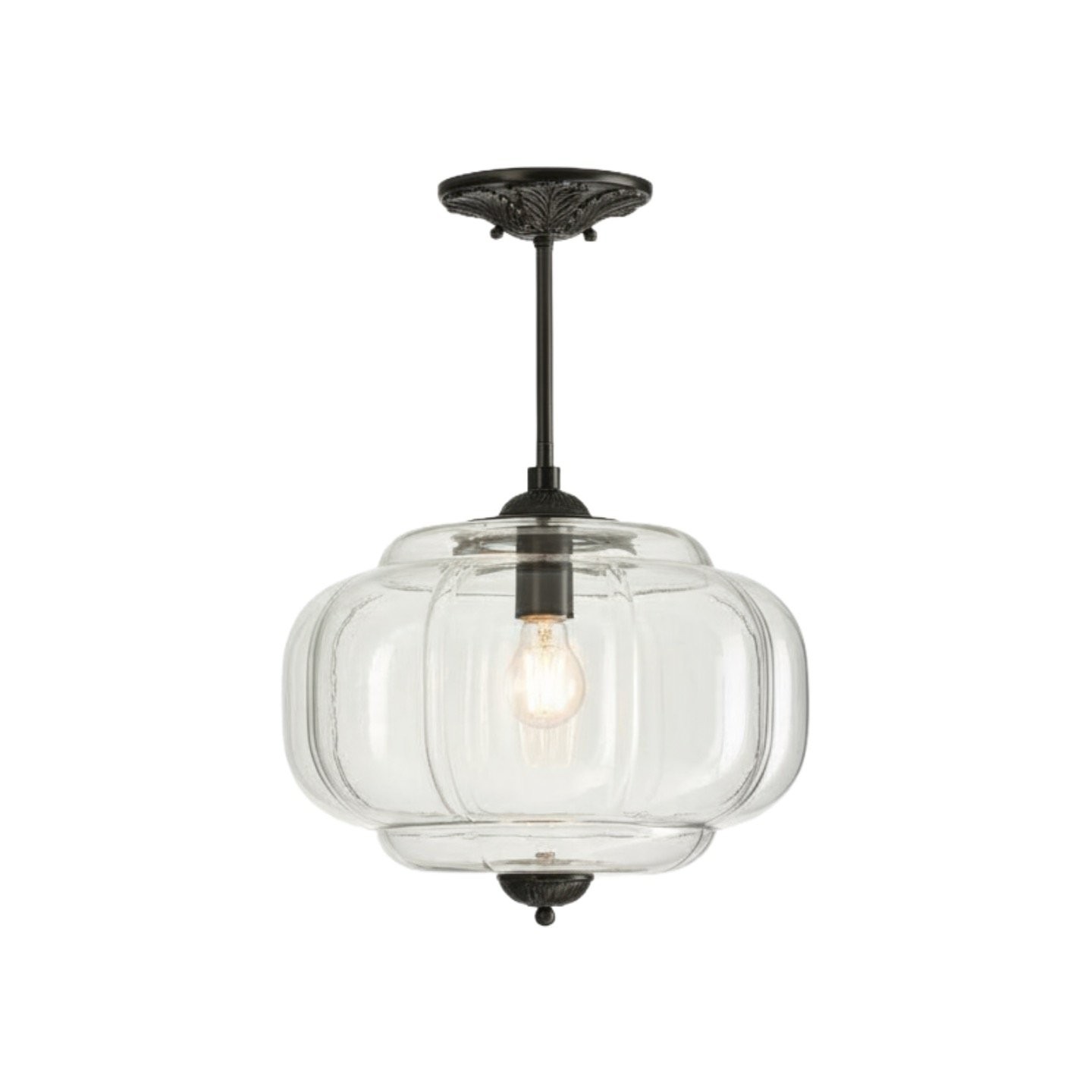 Eloise Classic Glass Pendant Light - Retro Glass and Metal Hanging Lamp for Kitchen Island Cafe K1475