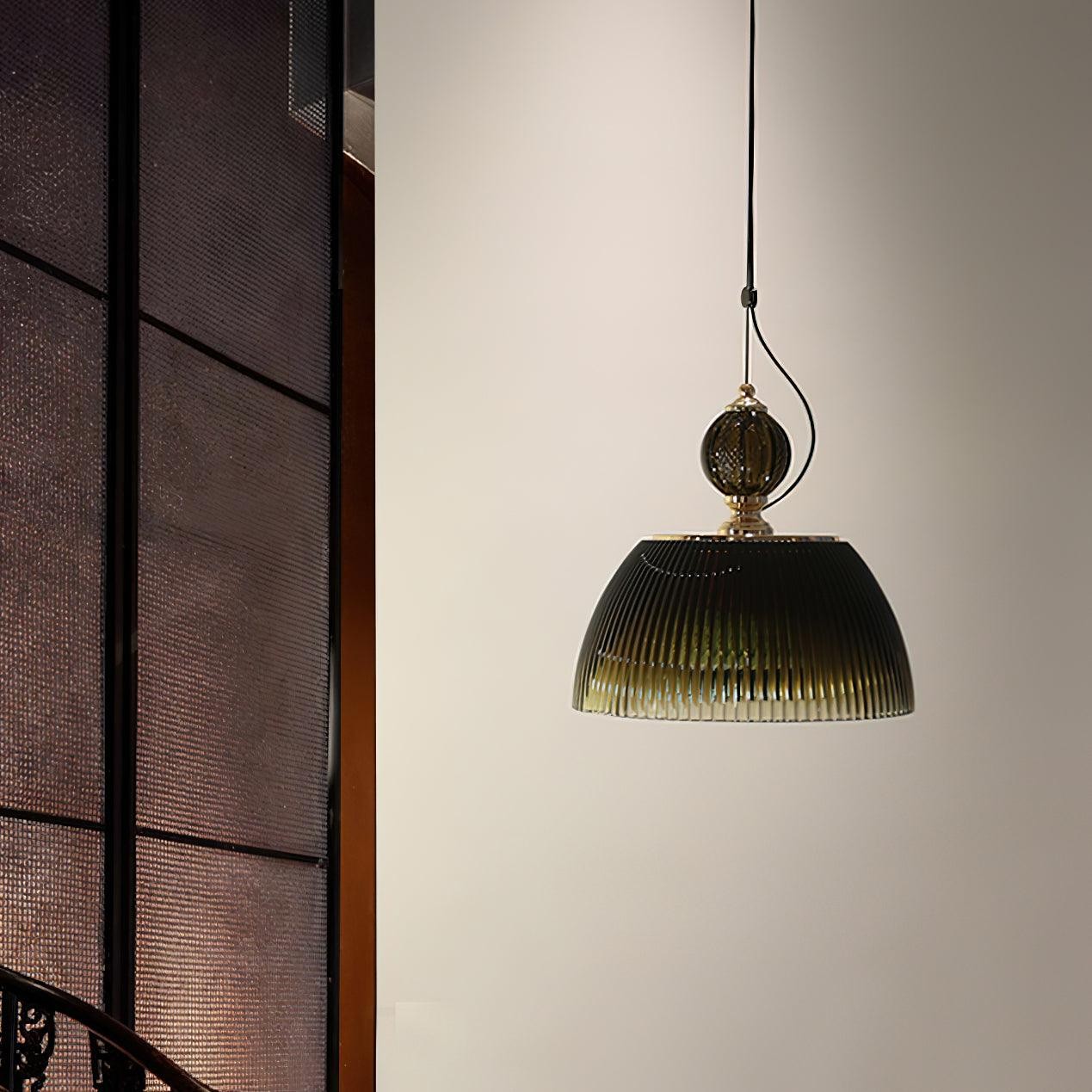 Modern Vintage Gradient Green Glass Shade Single Head Pendant Lamp K415