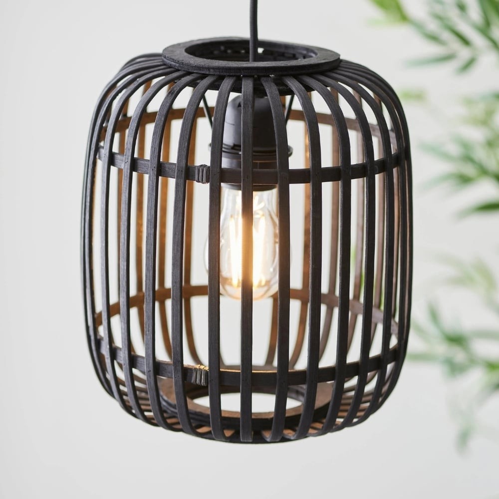 Yumeko Adjustable Bamboo Pendant Lamp - Natural Cage Pendant Light K1970