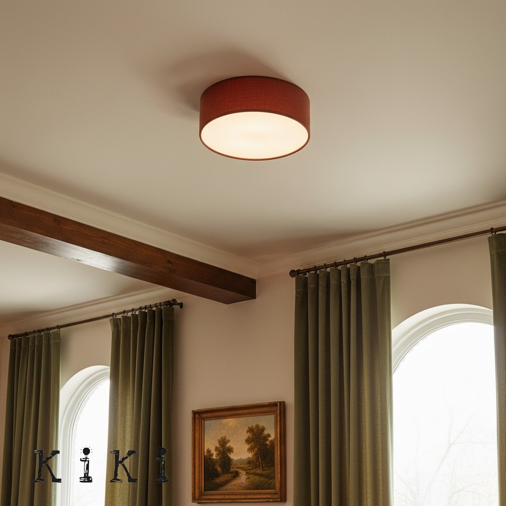 Dumora Elegant Linen Drum Flushmount – Modern Ceiling Light for Every Room K1289