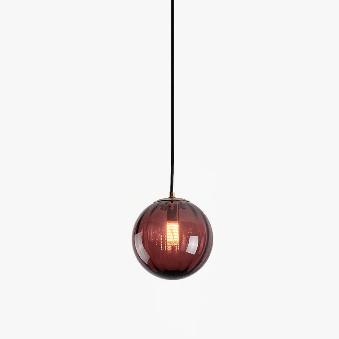 Lunorie Metal and Glass Globe Pendant Light for Dining Area Kitchen Island K2147