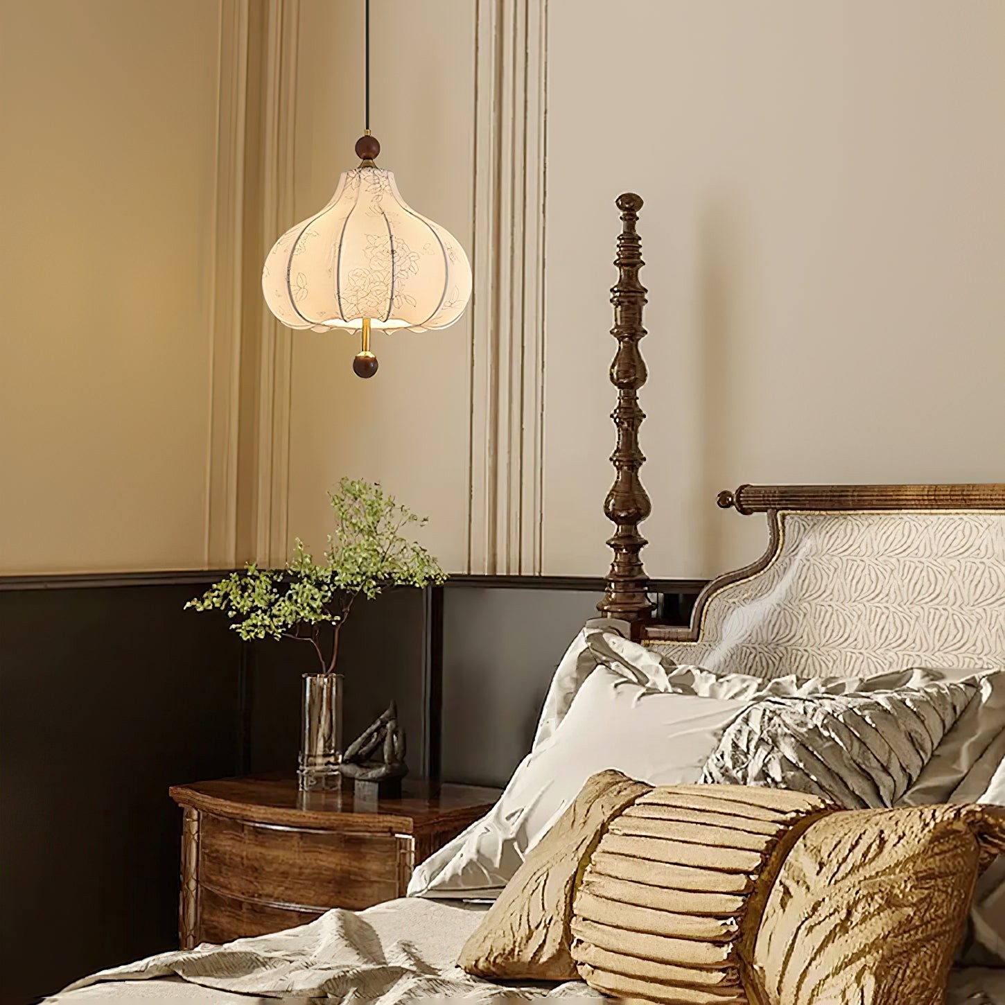 French Retro Fabric Pattern Pendant Lamp K317