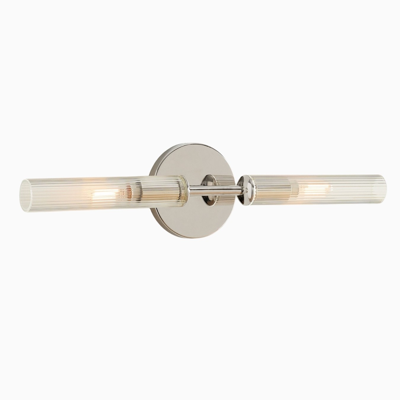 Alice Rustic Transparent Cooper Ribbed Glass Double Tube Sconce K1154