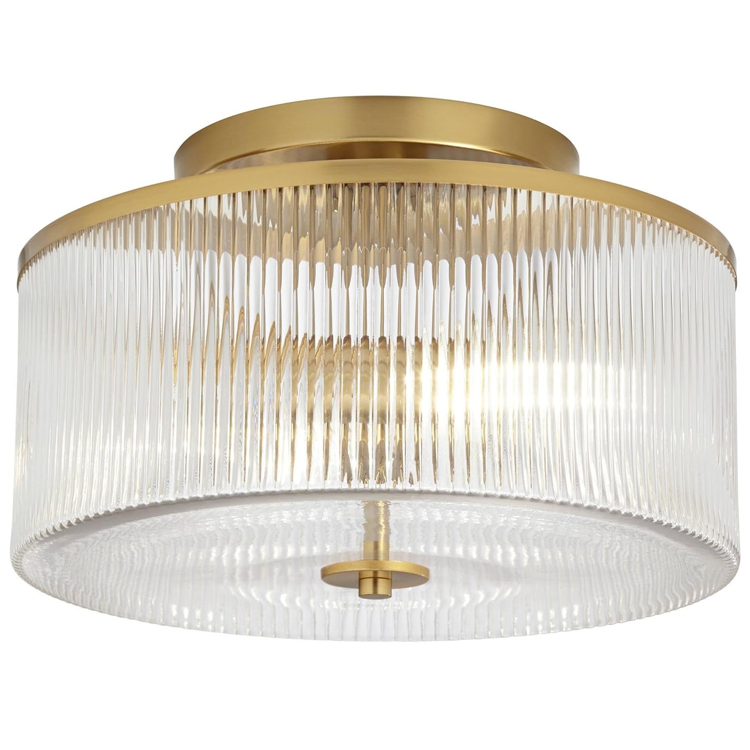 Claude Farmhouse Striped Glass Drum Ceiling Light K919