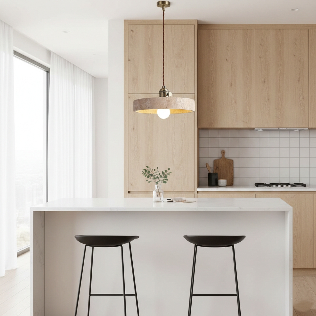 Alagusmo Minimalist Travertine Pendant Light D892