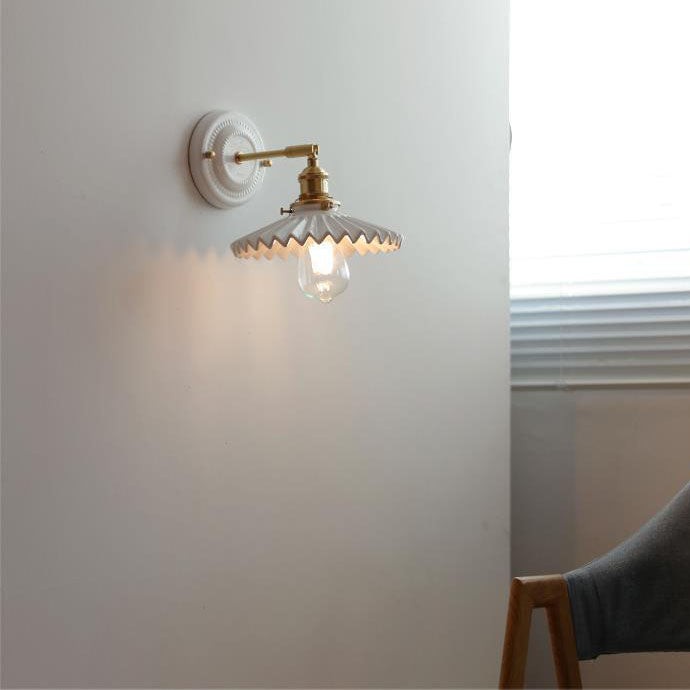 Vintage Japanese Ceramic Brass 1-Light Wall Sconce Lamp K1284