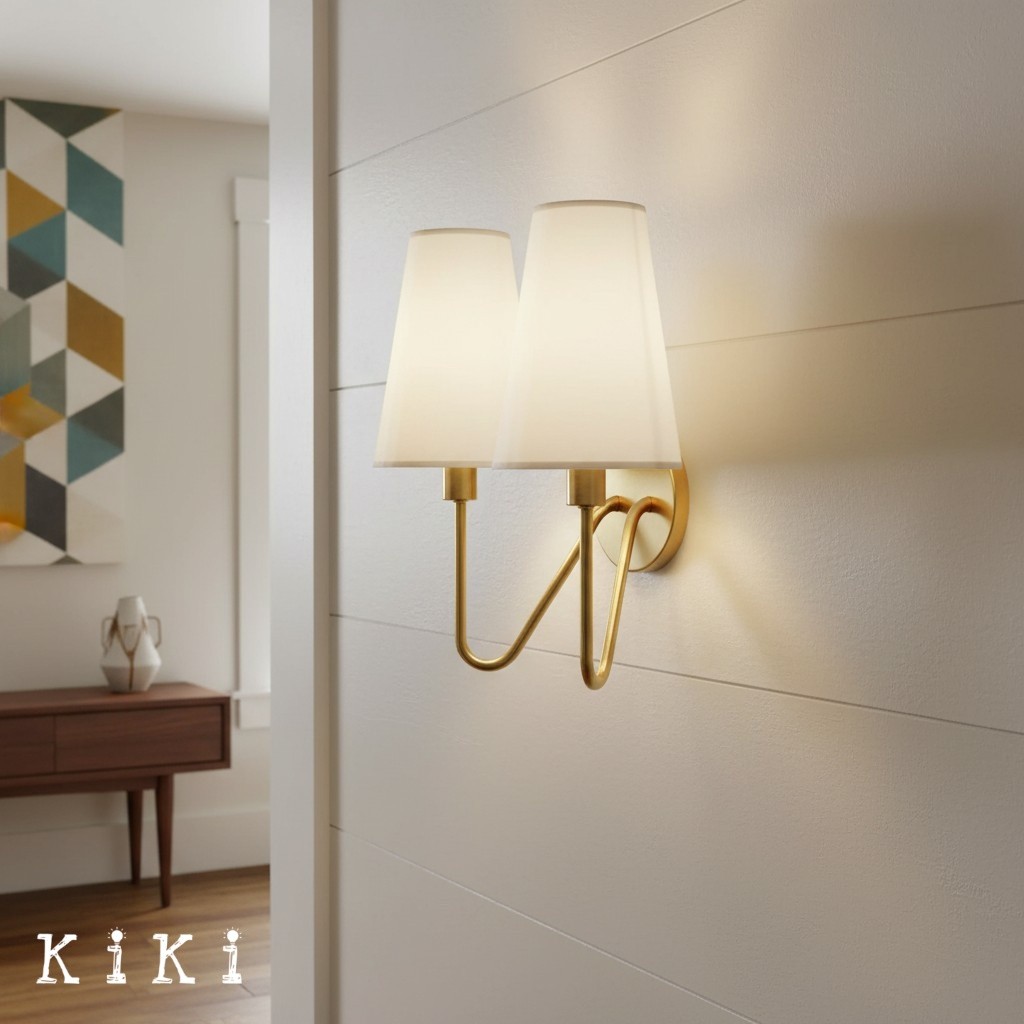 Arcuma Elegant Metal Fabric Shade Wall Sconce - Chic Lighting for Nightstands and Hallways K2077