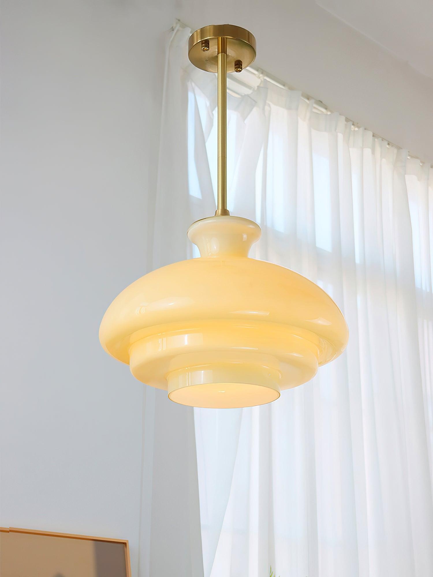Round Yellow Stylish Simple Glass Pendant Lamp K573