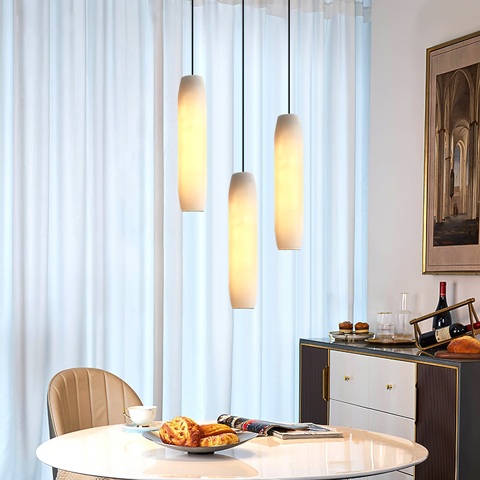 Alabaster Flute Pendant Light D436