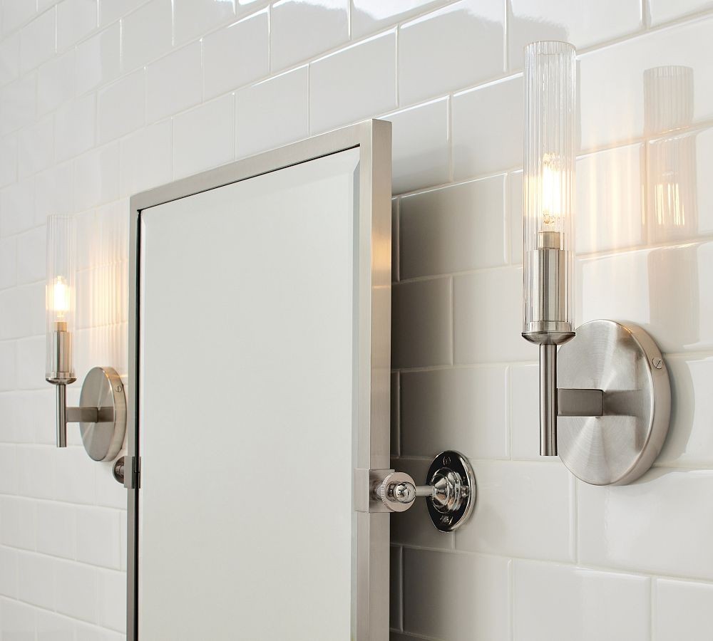 Bravira Ribbed Glass Tube Wall Sconce - Wall Light for Living Room and Hallway K1327