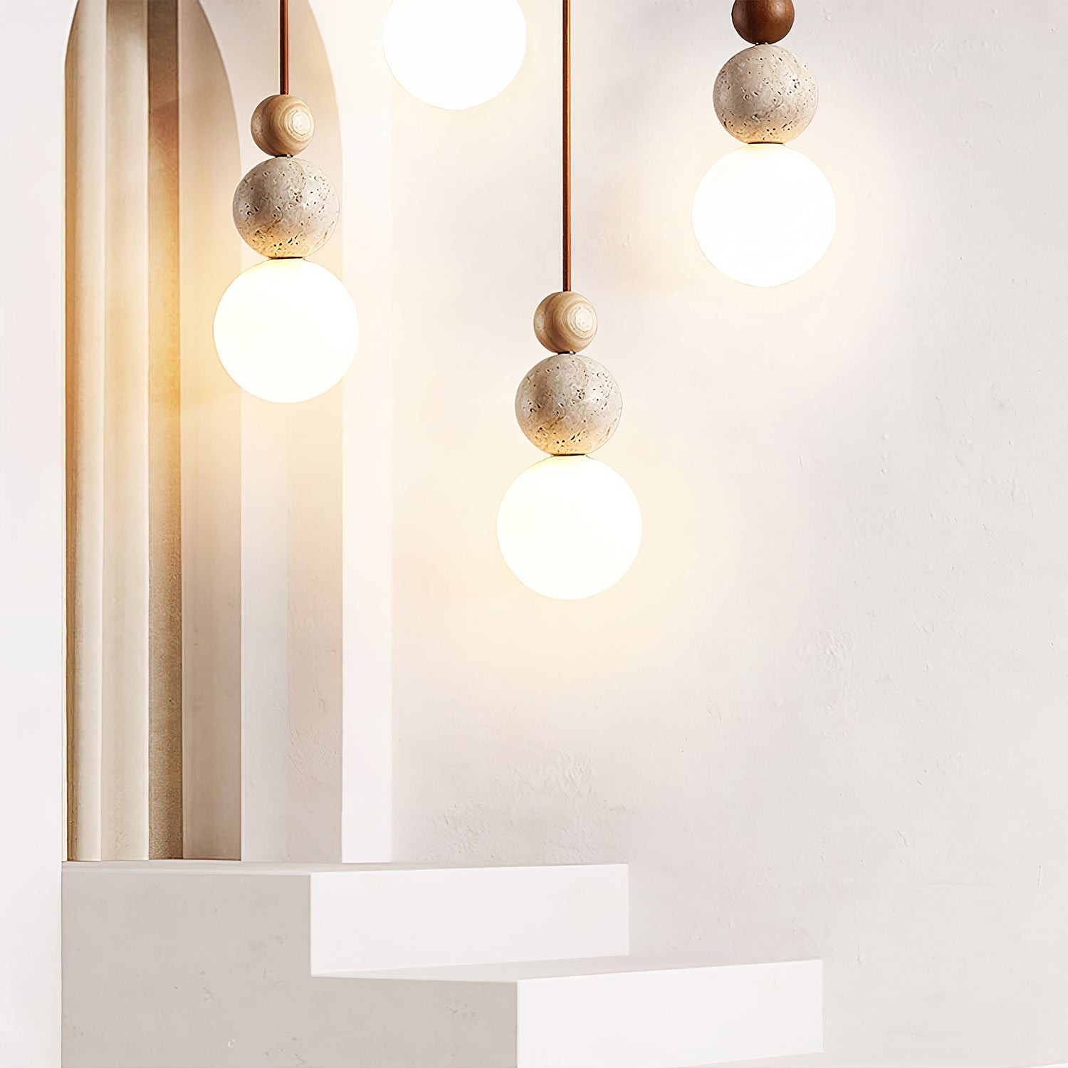 Modern Travertine Stone Globe Pendant Lamp K832