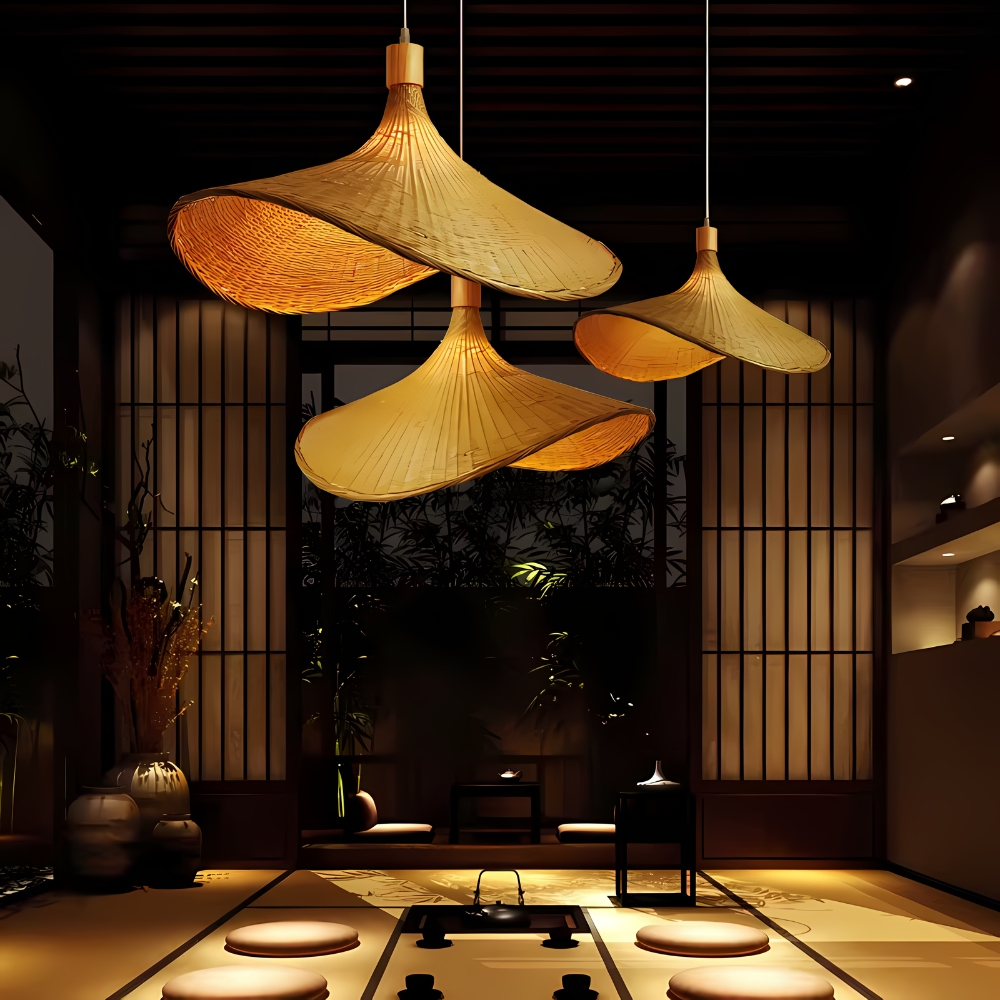 Rustic Raphia Charm Rattan Pendant Light D834
