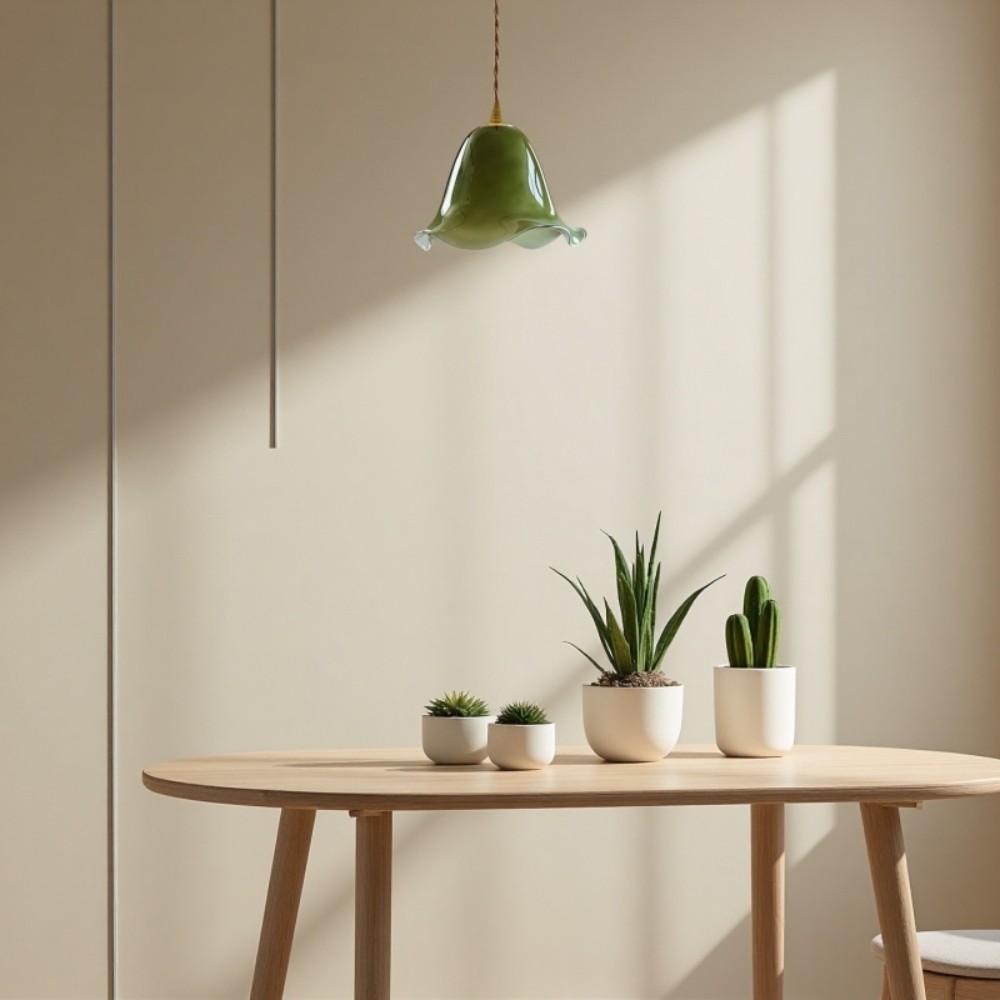Vintage Green Glass Pendant Light K892