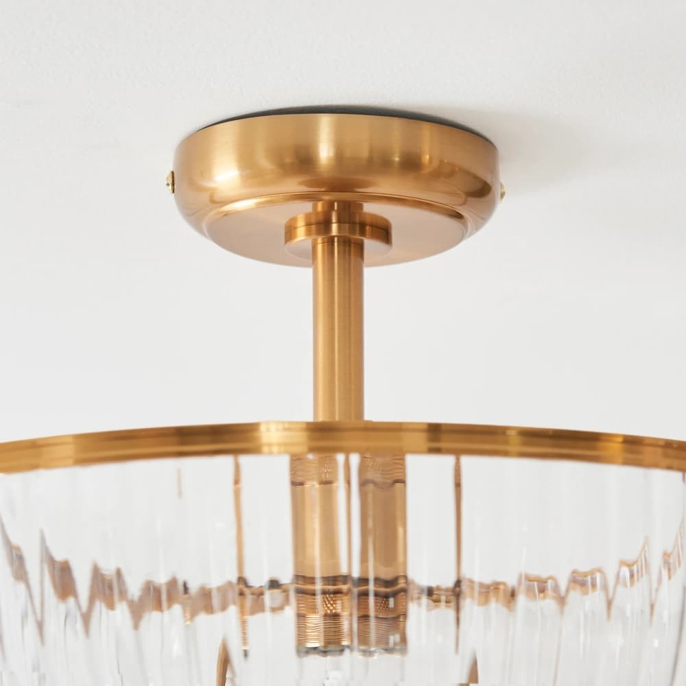 Luntra Ribbed Glass Uplighter Flush - Elegant Ceiling Light for Hallways K1937