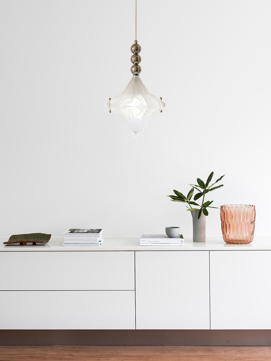 Art Deco Astris Elara Star Pendant Light - Frosted Glass Pendant with Geometric Style K1583