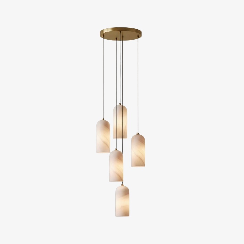 Alabresca Mid Century Alabaster Pendant Light - Multi Heads Hanging Lamp for Kitchen Island K2317