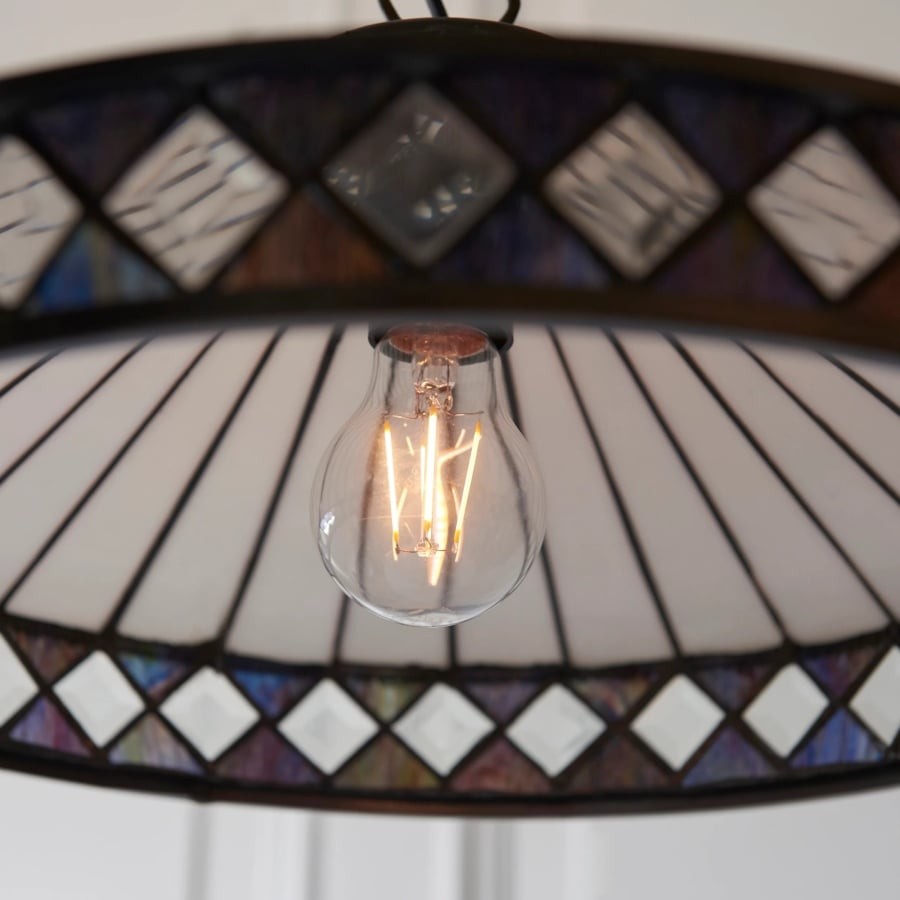 TF Fargo Pendant Light - Tiffany Style Lighting with an Art Deco Shade and Adjustable Chain K1938