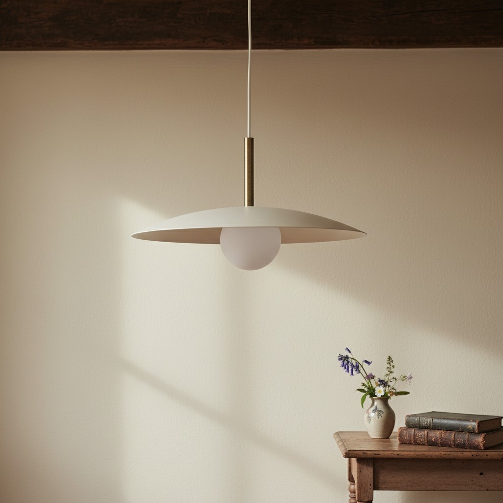 Curva Metal Minimalist Pendant Light - Modern Brass Accent Disc Shade K1527